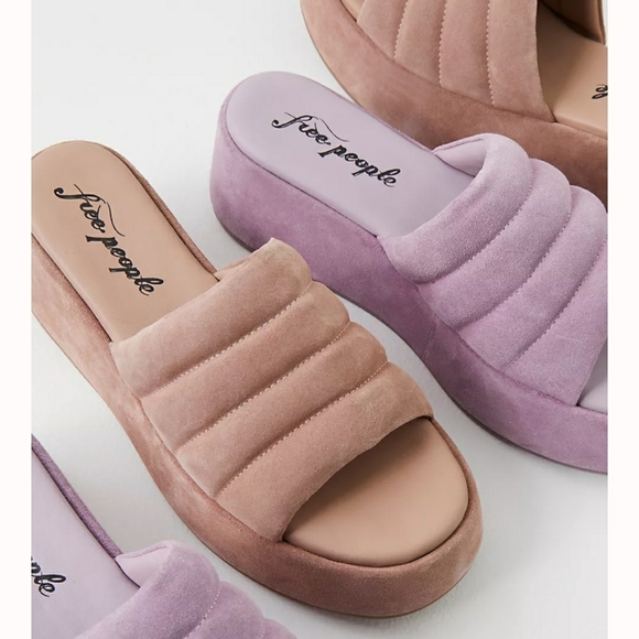 Free People Almost Paradise Suede Platform Chunky Sandals In Orchid - Picture 10 of 14